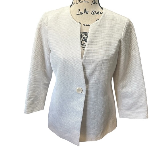Eileen Fisher Ivory Colored  One Button Textured Jacket Blazer Sz XS - Picture 1 of 12